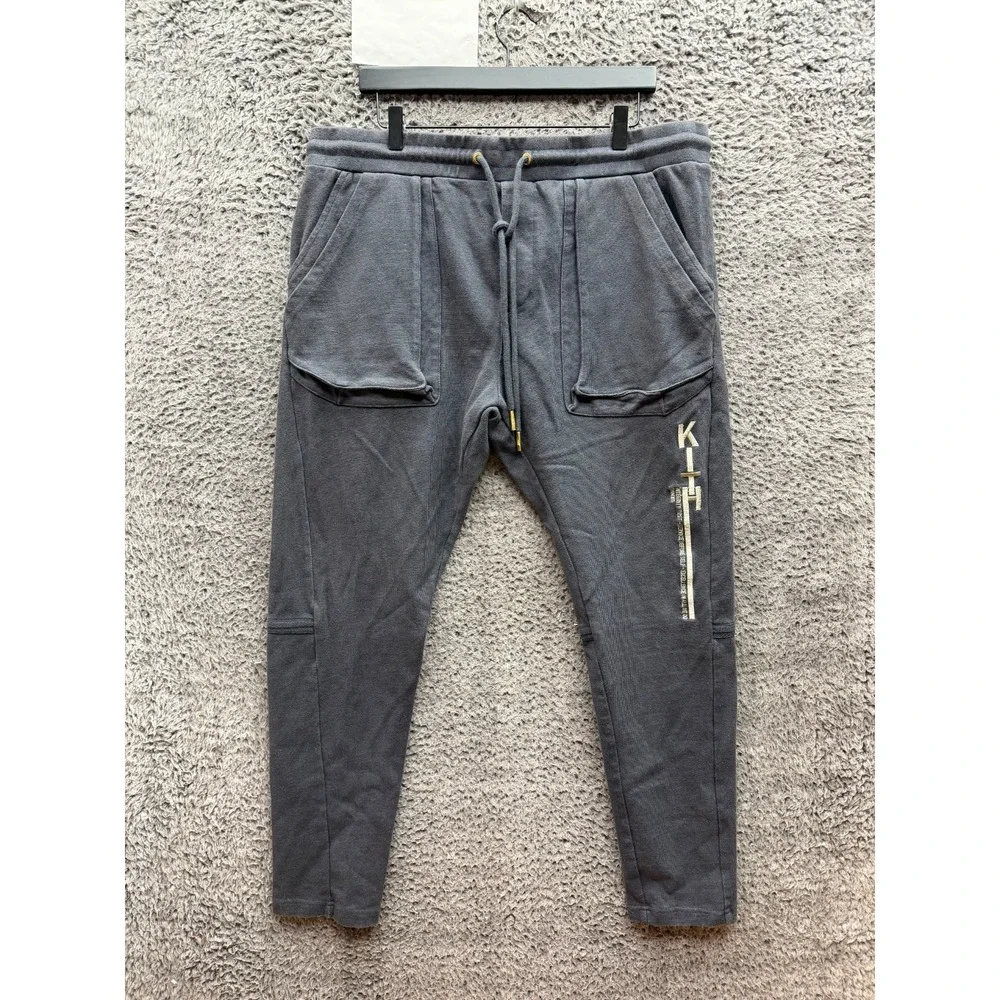 Kith Bennett Embroidered Tapered Drawstring Sweatpants Ebony Mens Size XL